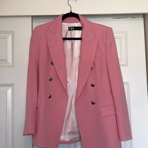Zara Pink Double-Breasted Blazer (TAILORED DOUBLE BREASTED BLAZER)